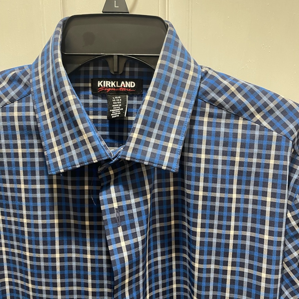 Kirkland Signature Men's Checkered Blue Shirt